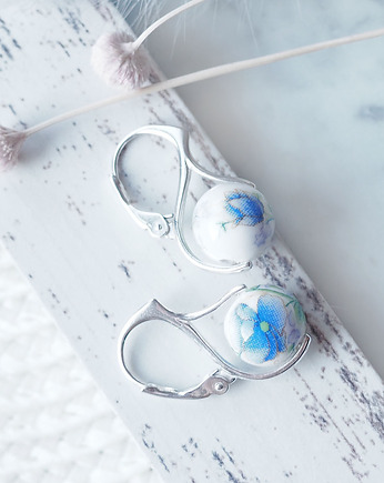 SREBRNE KOLCZYKI Z  ceramicznymi kulkami w kwiaty, Chodelska Art Studio