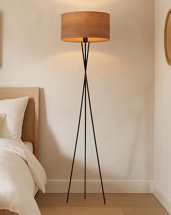 Metalowa lampa podłogowa na trójnogu PARYŻ ECO z abażurem, LYSNE