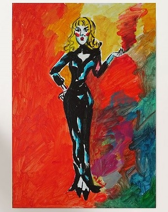 Obraz  ręcznie malowany olejny do salonu dziewczyna pin up, alice oil on canvas
