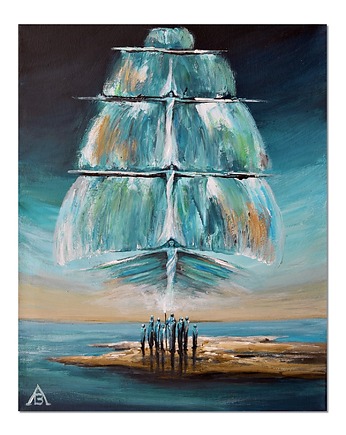 Powitanie XVII surrealizm realizm magiczny oryginalny obraz ręcznie malowany, Galeriai