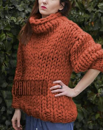 100% wełna Sweter na drutach oversize, PANAPUFA