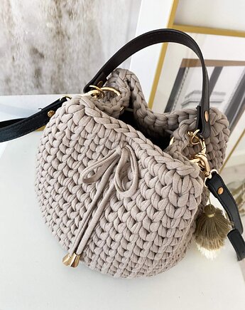 Torebka Peonia Craftbags typu worek - beżowa z rączką, Craftbags