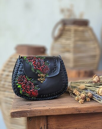 Torebka skórzana ręcznie robiona Lia czarna, SempreArte