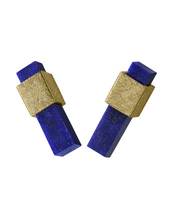 Kolczyki złote kwadraciki GOLD/lapis lazuli, OSOBY - Prezent dla mamy na urodziny