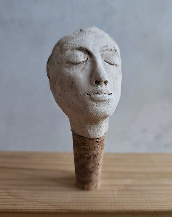 Ceramiczny korek do wina Twarz handmade, Ewa Duszka