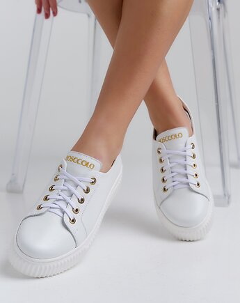 Sneakersy skórzane -  białe  (7183), BOSCCOLO