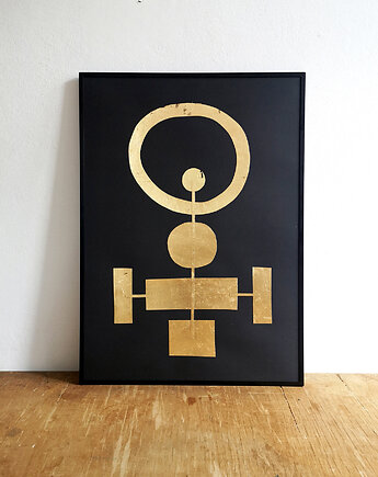 Kolaż analogowy "Bogini 3" format B1 w czarnej ramie, Zuzanna Malinowska Studio