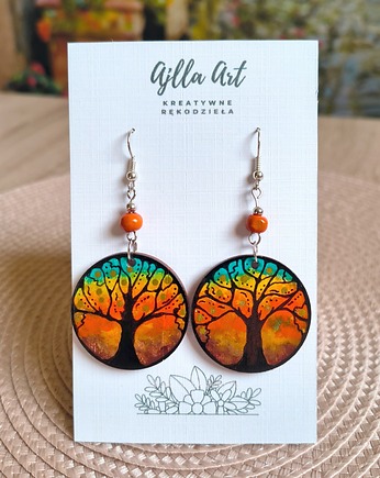 Magia drzew, kolczyki ręcznie malowane, ajlla