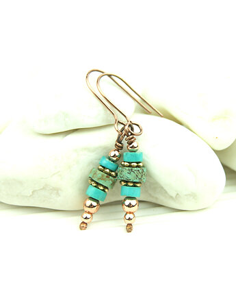 Kolczyki z turkusem, Blue Pearl Art
