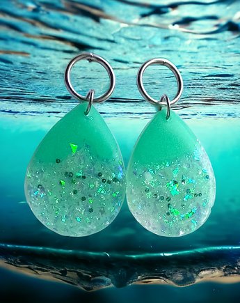 UNIKATOWE kolczyki : syrenka : mięta : kolekcja MERMAID : L, kaktusia