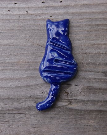 Ceramiczny magnes kot niebieski, Gliniana Koniczynka