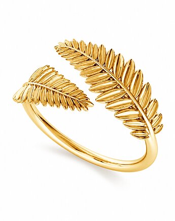 Pierścionek LIŚĆ PAPROCI -srebro złocone 24K, ISSI Jewelry