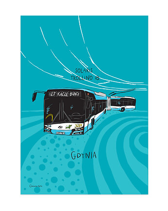 Plakat A4 Gdynia Trolejbus Solaris Trollino 18M, Gliniana Kura