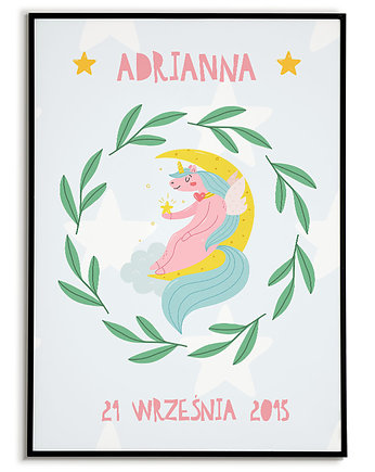 Plakat JEDNOROŻEC z imieniem dla dziewczynki unicorns, Bajkowe Obrazki