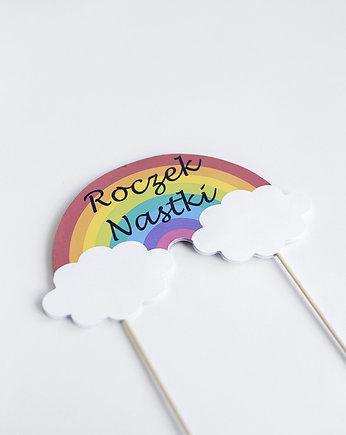 Topper na tort urodziny TĘCZA, WOW party
