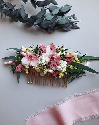 Różowy grzebyk do włosów, Mudryk Viktoria Dried Flowers