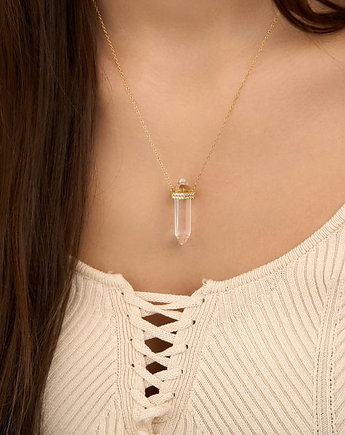 Naszyjnik kryształ górski cyrkonie srebro 925 pozłacane, Coccola JEWELLERY