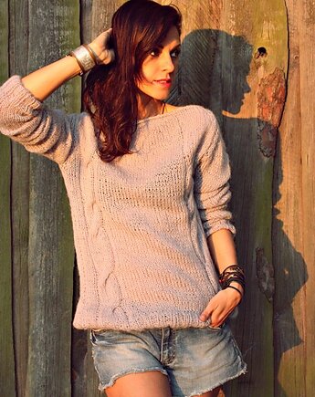 Sweter handmade  z wełną moher, Mademoiselle Patrini