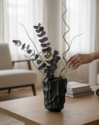 Duży wazon czarny / antracytowy w stylu wabi sabi, obiekt ceramiczny, umi ceramika