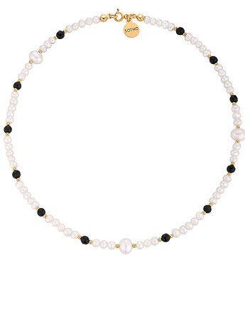 Złoty naszyjnik z pereł naturalnych i onyksu, SOTHO