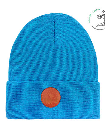 Czapka beanie z bawełny organicznej niebieska, KABAK