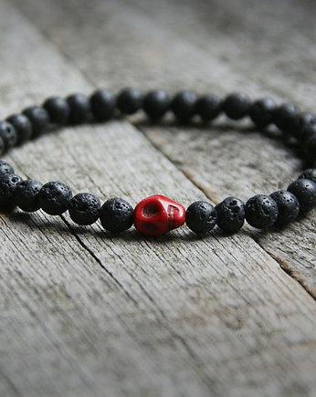 Męska bransoletka :: black lava & skull :: RED, kaktusia