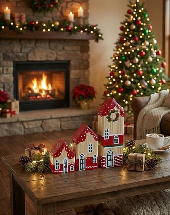 Zestaw drewnianych domków, Panda Design