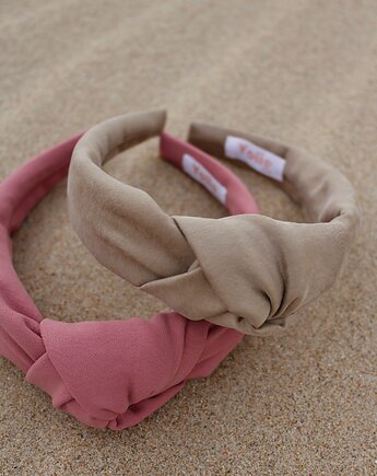 Beżowa supełkowa opaska do włosów Astrid, Volie Line