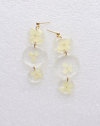 Wiszące kolczyki z kremowymi hortensjami, Flores Jewellery