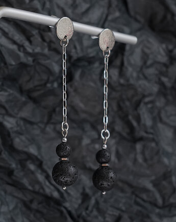 Długie stalowe kolczyki z lawą wulkaniczną II, AT NOON