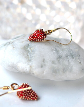 WIOSENNE POZIOMKI urocze kolczyki srebro pozłacane