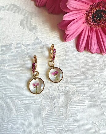 Eleganckie kolczyki koła z prawdziwą Smagliczką i różowymi cyrkoniami, Blask Natury