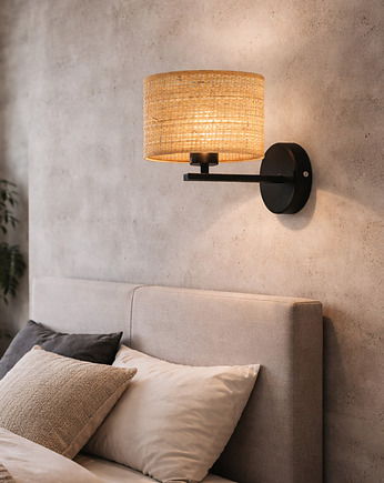 Rattanowy kinkiet do czytania w sypialni MEDELIN BOHO, LYSNE