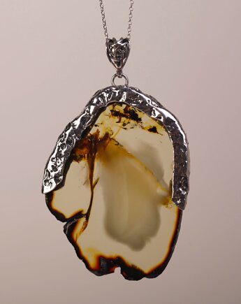 Wisior z plastra naturalnego bursztynu bałtyckiego, Andorii by Baco