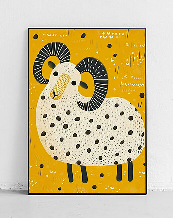 Plakat Uroczy baranek w kropki, Harvest Maison