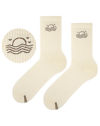 Beżowe skarpetki długie SUN bawełniane, surferskie, unisex, ZOOKSY
