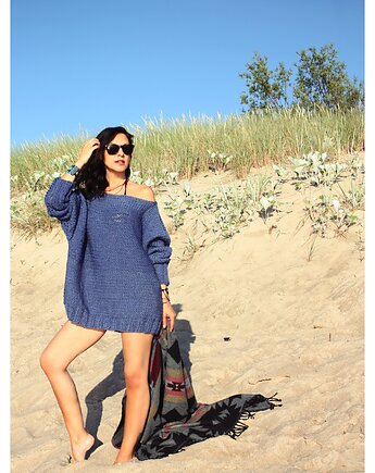 Niebieski sweter Oversize z wełną, Mademoiselle Patrini