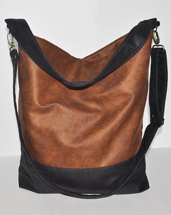 Torba hobo XXL - koniak, gorzka czekolada, PRACOWNIA 166