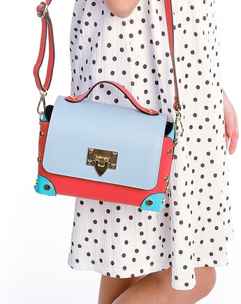 Torebka Skórzana - 3 kolory - crossbody , ozdobne nity  (7043), BOSCCOLO