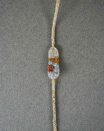 Ręcznie robiona mini bransoletka, wiązana, w stylu boho, Słońcem Tkane