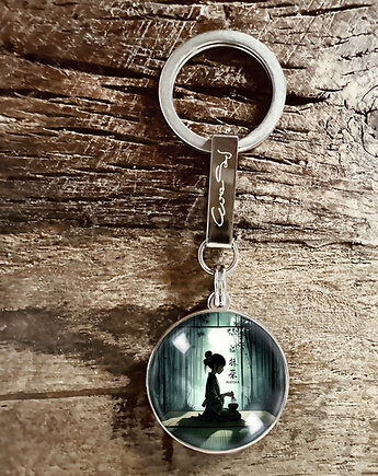 Matcha ceremony - stalowy brelok + box, Makaliboo