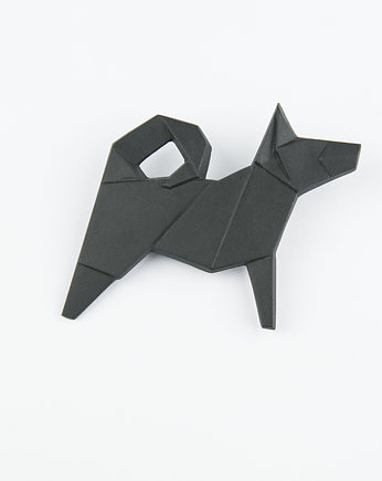 Broszka Porcelanowa Origami Pies Czarna, StehlikDesign