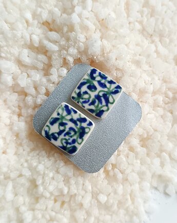 Kolczyki ceramiczne Bolesławiec, biżuteria z talerzy