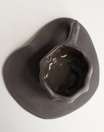 Kubek z talerzykiem czekoladowy 280 ml, rel ceramic