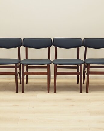 Komplet czterech krzeseł tekowych, duński design, lata 60, produkcja: Dania, Przetwory design