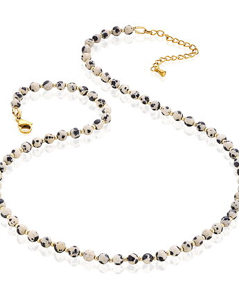 Naszyjnik z kamieni naturalnych: jaspis dalmatyński "dalmatyńczyk"