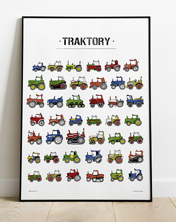 Traktory! Miks kolorów! Gotowy druk 50x70cm :), Tiny Machinery