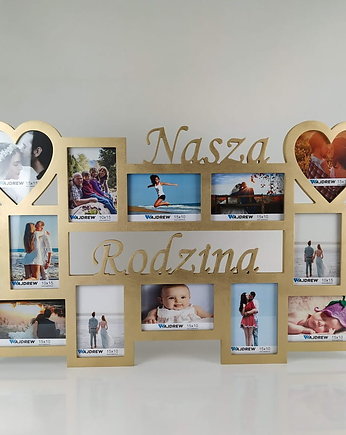 Multirama ramka na zdjęcia z napisem Nasza Rodzina 12 zdjęć serca stylizowana, Wajdrew