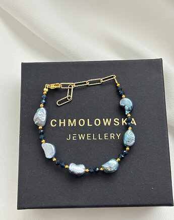 Bransoletka Perły Granatowe i Szafir, Chmolowska Jewellery