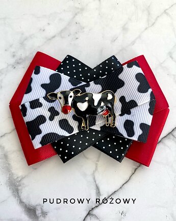 Brosza z Krówką z czerwonym noskiem  Nowość Krowa, Pudrowy Różowy